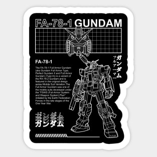 Gundam FA 78 1 Black and White Streetwear Shirt mobile suit Sticker